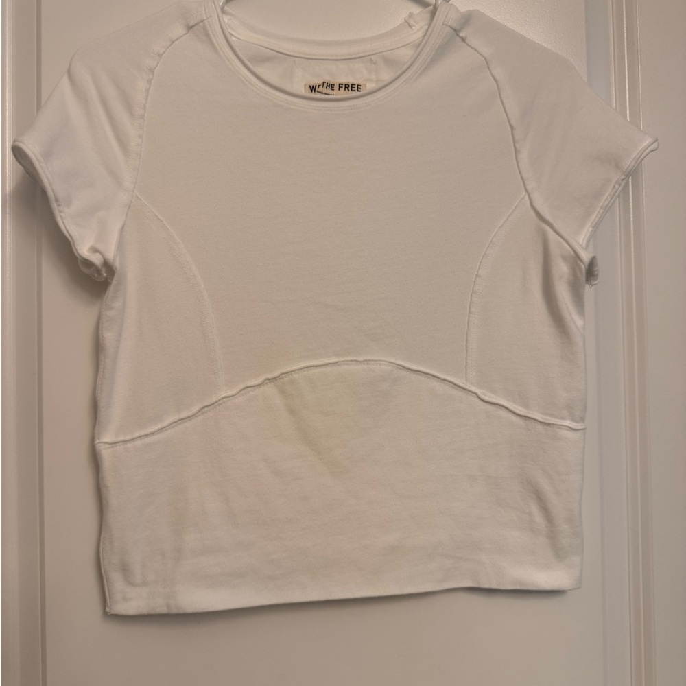 NWOT Free People Protagonist White Short Sleeve Cropped Tee